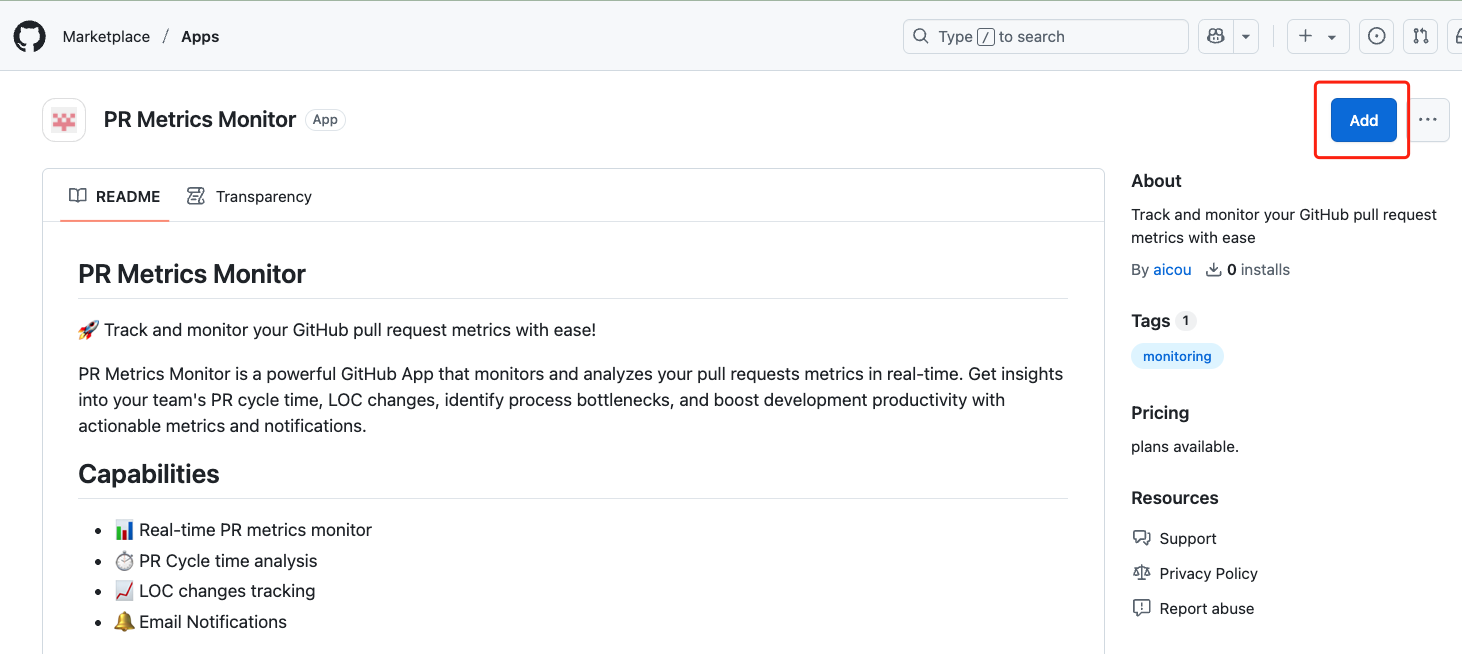 Add PR Metrics Monitor